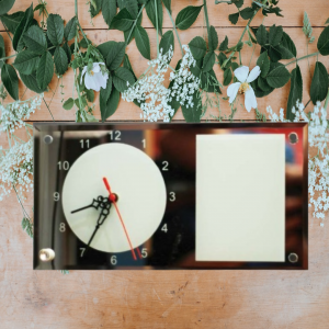 Mirror Rectangular Clock includes Photo Frame