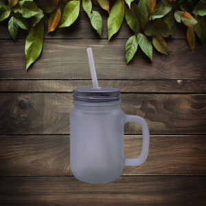 Glass Mason Jar Frosted