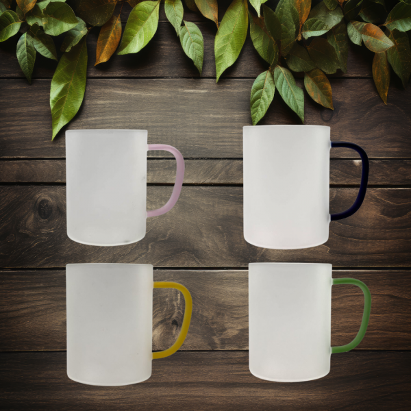 Frosted Handle Fine Glass Mug