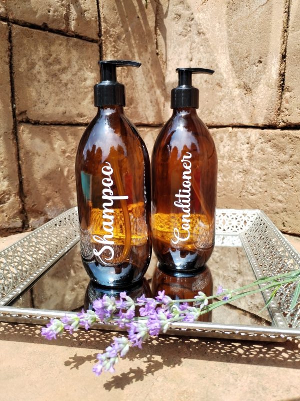 Amber pump bottles 500ml