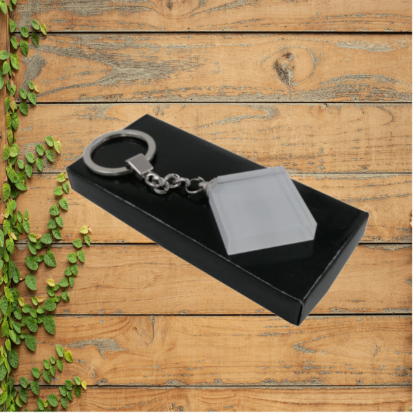 Glass Square Keyring