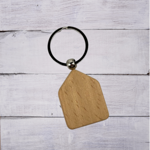 Wood Keyring House (Engraving)